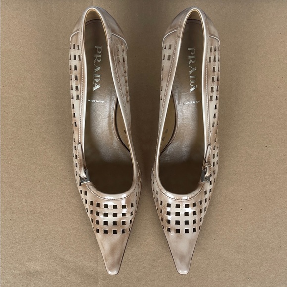 Prada Women's Beige Cutout Heels - Size 36.5 - Picture 1 of 5